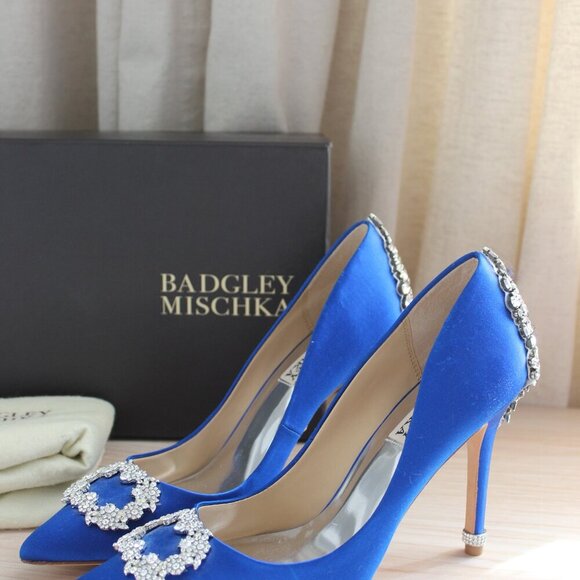 Badgley Mischka Navy Blue Evening Heels - Picture 9 of 9